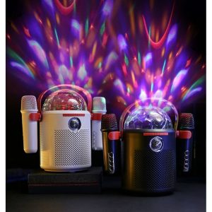 Altavoz Bluetooth con proyector Luz RGB, Micrófono Inalámbrico, Cambiador de Voz Mágico Altavoz Bluetooth con Luz RGB, Proyector de Luz RGB Altavoz Portátil Karaoke, 2 micrófonos Inalámbricos y Cambiador de Voz Mágico  Referencia: HYX821 ref 6056
