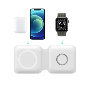 Estación de carga rápida 2 en 1, Cargador inalámbrico Qi magnético plegable Cargador inalámbrico doble MagSafe, Cargador inalámbrico Qi magnético plegable, 15W, para Iphone, Apple Watch y Airpods ref6087