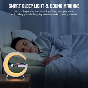 Lámpara Led Inteligente, Altavoz Bluetooth y Cargador Inalámbrico Estilo G Lámpara de Mesa Inteligente Luz Led, Altavoz Bluetooth, Cargador Inalámbrico, Despertador, Control por aplicación  Referencia: HYX090 ref 6032