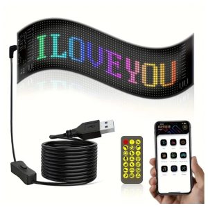 Letrero LED flexible 12CM x 59CM Letrero LED flexible, Panel de matriz LED flexible con control de aplicación inteligente Bluetooth, tablero de visualización de mensajes de desplazamiento 12cmx59cm  Referencia: LS85 ref6093