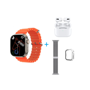 Pack Smart Watch Ultra + Auriculares Bluetooth Pack 2x1 Reloj Smart Watch Ultra 49mm+Correa Milanesa y Carcasa para Reloj+ Auriculares Bluetooth ref 6036