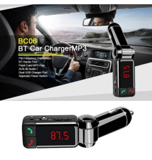 TRANSMISOR FM MANOS LIBRES CON PANTALLA LCD Reproductor Mp3 BC06 para coche, adaptador receptor de música con Bluetooth, transmisor FM manos libres con pantalla LCD, Cargador USB Dual para coche.  Referencia: LK06. Ref 6100