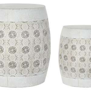 MESITA AUXILIAR SET 2 METAL 40X40X42 ENVEJECIDO LD-184649 Ref 13125