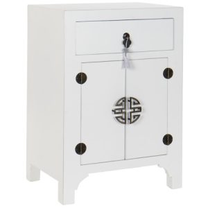 MESITA DE NOCHE ABETO MDF 45X34X66 ORIENTAL BLANCO MB-170081 Disponible ref13287