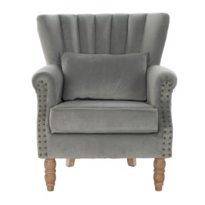 SILLON VELVET RUBBERWOOD 73X75X87 COJIN GRIS CLARO MB-175520 Ref 13365