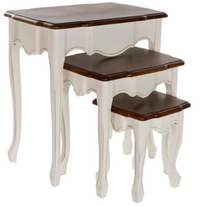 MESITA AUXILIAR SET 3 PAULOWNIA 60X40X66 BLANCO MB-177687 Ref 13136