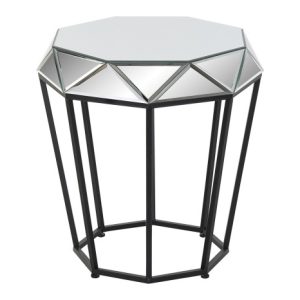 MESITA AUXILIAR METAL ESPEJO 50X50X55 NEGRO MB-190809 Disponible Ref 13123