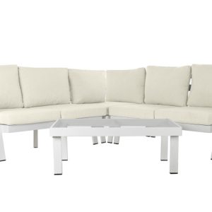 SOFA SET 4 ALUMINIO POLIESTER 212X212X86 BLANCO MB-192578 Disponible Ref 13462