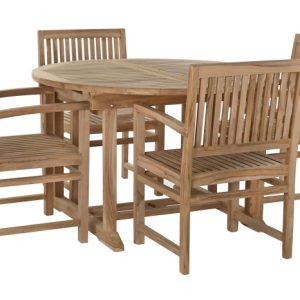 MESA COMEDOR SET 5 TECA 120X120X75 EXTENSIBLE A 17 MB-193179 Disponible Ref 13456