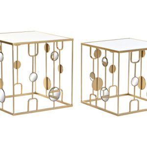 MESITA AUXILIAR SET 2 METAL ESPEJO 50X50X50 MATE MB-194510 Ref 13120