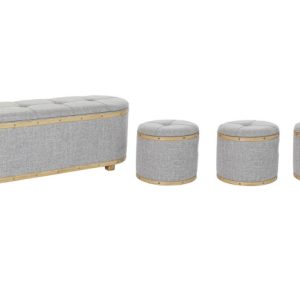 DESCALZADORA SET 4 POLIESTER MADERA 120X45X43 GRIS MB-195376 Ref 13325