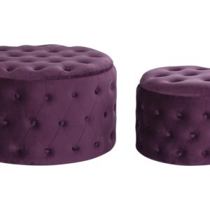 REPOSAPIES SET 2 POLIESTER MDF 70X70X42 CAPITONE MB-199066 Disponible Ref 13323