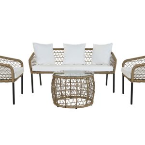 SOFA SET 4 RATAN SINTETICO 137X73,5X66,5 68X73X6 MB-200800 Disponible ref13452