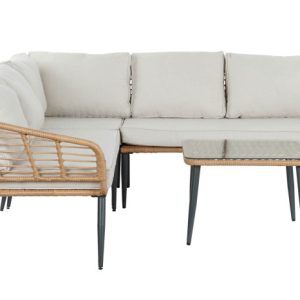 SOFA SET 4 RATAN SINTETICO METAL 128X75X72 BEIGE MB-200890 Disponible ref13449
