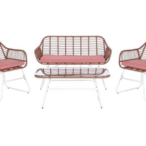 SOFA SET 4 RATAN SINTETICO 124X74X84 CON COJINES MB-201787 Disponible Ref 13445