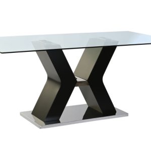 MESA COMEDOR CRISTAL TEMPLADO MDF 180X90X76 NEGRO MB-203509 Disponible ref13211