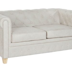 SOFA POLIESTER MADERA 151X80X70 CAPITONE BLANCO MB-205534 Disponible REF13408