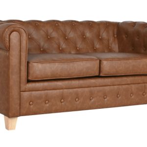 SOFA POLIESTER MADERA 151X79X70 2 PLAZAS MARRON MB-210590 Ref 13389