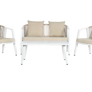 SOFA SET 4 ACERO POLIESTER 123X66X72 BLANCO MB-211159 Disponible Ref 13428