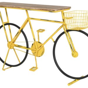 CONSOLA METAL MADERA 160X40X88 BICICLETA AMARILLO MB-211833 Disponible Ref13084