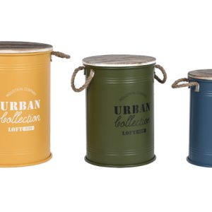 BAUL SET 3 METAL ABETO 40X40X52 TRICOLOR AMARILLO MB-212981 ref13011