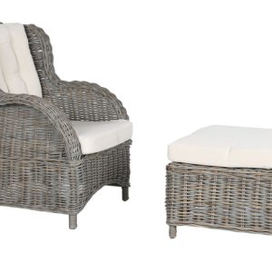 SILLON SET 2 RATAN 76X85X96 CON REPOSAPIES Y COJIN MB-213887 Ref 13340