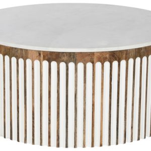 MESA CENTRO MANGO MARMOL 90X90X40 BLANCO MB-214813 Disponible ref13155