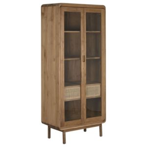 VITRINA TECA CRISTAL 80X45X190 NATURAL MB-215338 Disponible ref13243