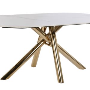 MESA OVALADA COMEDOR METAL CERAMICA 180X90X75 MB-217610 Disponible ref13173