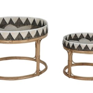MESA CENTRO SET 2 RATAN 70X70X52 5,50 HECHO A MANO MB-217922 Disponible Ref 13140