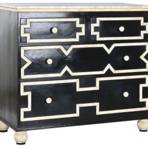 COMODA HUESO 111X51X99 TARACEA HECHO A MANO NEGRO MB-217978 Disponible REF13041
