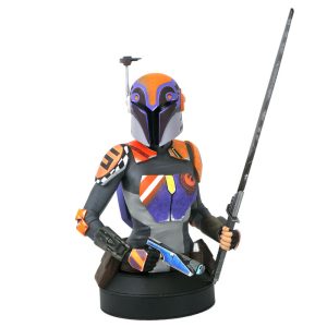 Busto Sabine Wren Star Wars Rebels 15cm Tamaño: 15cm. Escala 1/7. Resina. Pintado y numerado a mano. Edición limitada a 3000 unidades. Incluye certificado. Diseñado y esculpido por Gentle Giant Studios ref0328
