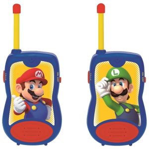Walkie talkie Super Mario Bros Rango de transmisión: hasta 120m en espacio abierto. 2 combinaciones posibles de canales. Pinza para colgar del cinturón. Alimentación : 2 pilas 6F22 de 9V (no incluidas). ref0532