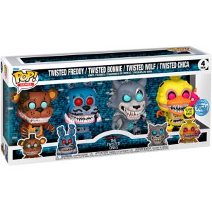 Blister 4 figuras POP Five Nights at Freddys Exclusive Twisted Freddy, Twisted Bonnie, Twisted Wolf, Twisted Chica. ref0562