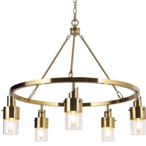 LAMPARA TECHO METAL CRISTAL 66X66X60 DORADO LA-206014 Disponible Ref 13525