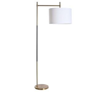 LAMPARA PIE METAL POLIESTER 76X43X169 DORADO LA-206029 Disponible Ref 13540