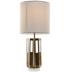 LAMPARA SOBREMESA HIERRO ACRILICO 35X35X78 DORADO LA-214250 Disponible ref13580