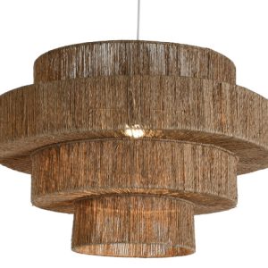 LAMPARA TECHO YUTE METAL 70X70X47 NATURAL MARRON LA-214695 Disponible Ref 13499