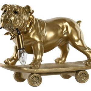 LAMPARA SOBREMESA RESINA 45X23X34 BULLDOG DORADO LA-215933 Disponible ref13569