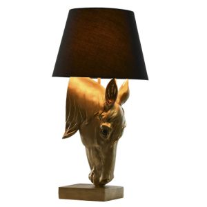 LAMPARA SOBREMESA RESINA 30X30X59 CABALLO DORADO LA-215934 Disponible ref13568