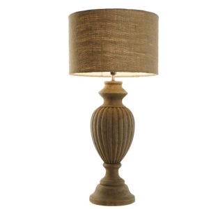 LAMPARA SOBREMESA MADERA YUTE 44X44X91 TALLADO LA-216577 Disponible Ref 13563