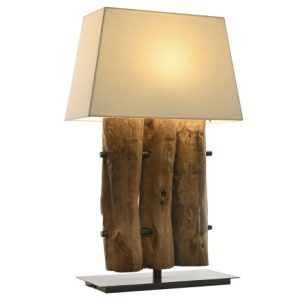 LAMPARA SOBREMESA TECA HIERRO 45X20X73 LA-217902 Disponible ref13548