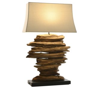 LAMPARA SOBREMESA TECA HIERRO 50X22X80 LA-217903 Disponible ref13547