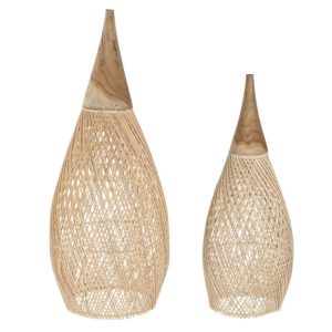 PANTALLA SET 2 BAMBU TECA 35X35X85 HECHO A MANO LA-217934 Disponible ref13546