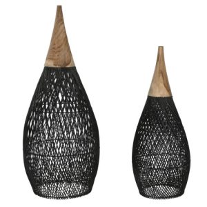 PANTALLA SET 2 BAMBU TECA 35X35X85 HECHO A MANO LA-217935 Disponible ref13545