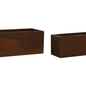 MACETERO SET 2 METAL 40X18X16 SIMIL OXIDO MC-211614 Disponible Ref 13480